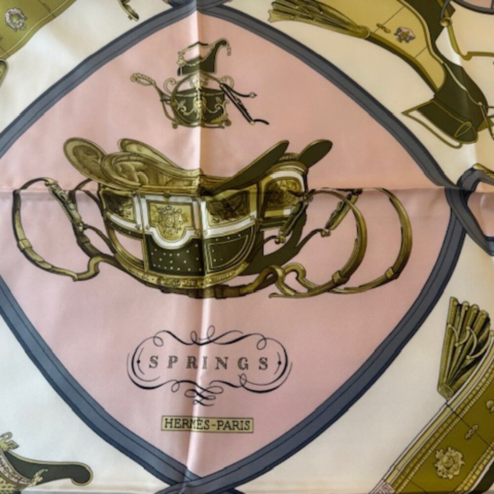 Hermès Silk Twill Scarf : ‘Springs’ designed by Philippe Ledoux, edited 1974 - Picture 5 of 8